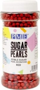 Red Sugar Pearls 3.5 oz Container