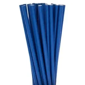 Paper Straw Solid Met. Blue 25 Pieces