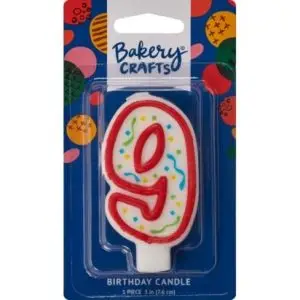 Number 9 Red Party Candle