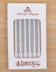Silver Birthday Candles 6 Count