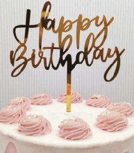 Happy Birthday Day Gold Cake Topper