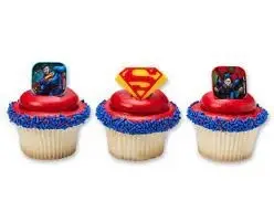 SuperMan Cupcake Rings 12 Count