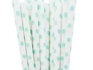 Blue Dot Paper Straws 25 Pieces