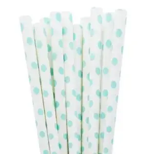 Blue Dot Paper Straws 25 Pieces