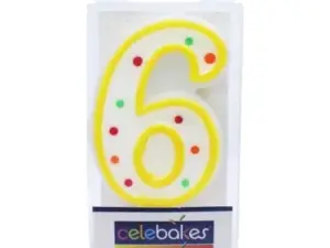 Number 6 Yellow Candle