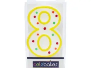 Number 8 Yellow Candle