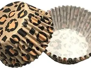 Leopard Mini Baking Liner Cups 1-3/8″ Base 50 Count