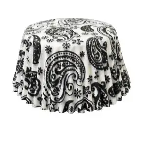 Black Paisley Baking Liner Cups 2 in. Base 50 Pieces