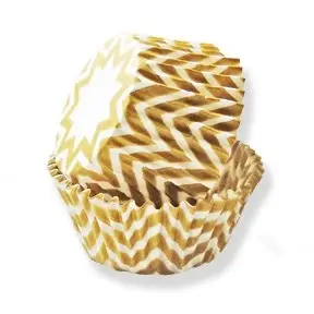 Gold Chevron Baking Liner Cups 2 in. Base 50 Pieces-