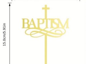 Baptism Gold Acrylic Cake Topper