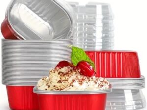 Foil Square Red Baking Cup/Lid 25 count
