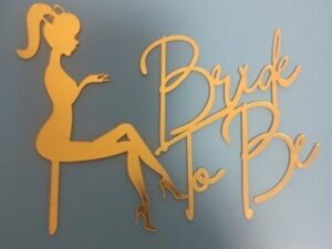 Cake Topper" Bride To Be" Gold Acrylic 2 pcs