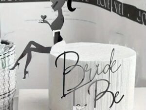 Cake Topper"Bride To Be" Silver Acrylic 2 pcs