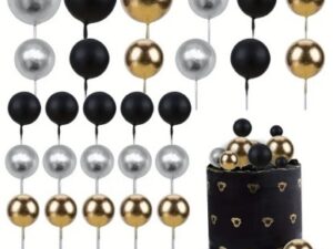 Foam Cake Balls Gold/Silver/Black 30 Ct.