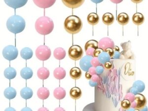 Foam Cake Balls Pink/Blue/Gold 32 Ct.