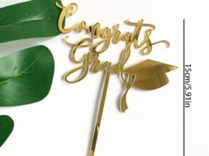 Cake Topper "Congrat Grad" Gold