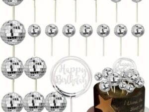 Cake Topper Silver Disco Ball Kit