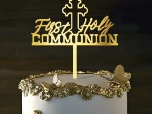 Cake Topper "1st Holy Communion" Gold Acrylic 5.5"