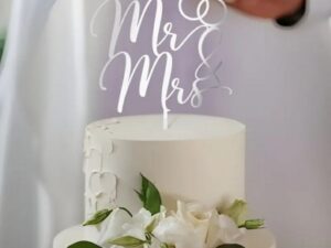 Silver Mr. and Mrs. Cake Topper