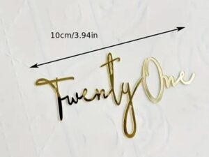 TWENTY-ONE Gold Acrylic Cake Topper