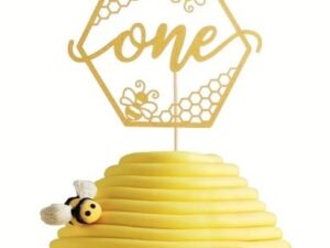 Cake Topper Glitter Gold "One" Honey Bee