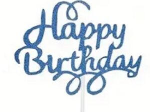 Cake Top "Happy Birthday" Blue 5.5 inches