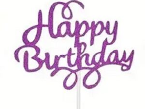 Cake Top "Happy Birthday" Purple 5.5 inches