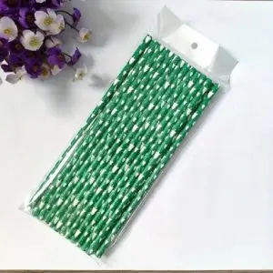 Green Paper Straw W/Trees 25 Pieces