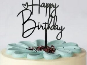 Cake Topper Happy B-Day Black with Heart