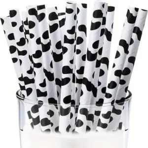 Cow Print Paper Straw 25 Pieces