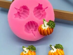 Silicone Mold Pumpkin W/Stem 3 cavity