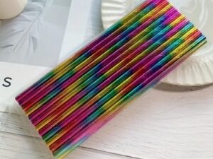Metallic Rainbow Paper Straws 25 Pieces