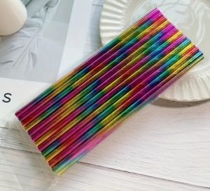 Metallic Rainbow Paper Straws 25 Count
