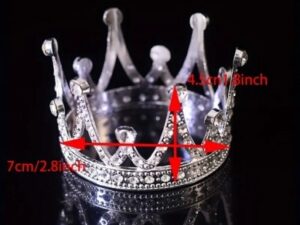 Cake Topper Crown Silver Gem 2.8