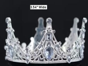 Cake Topper Crown Silver Gem 3.5