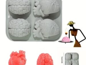 Silicone Mold Brain And Heart 4 Cavity