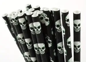 Skull Print Paper Straw 25 Count