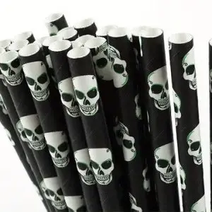 Paper Straw Skull Print 25 Pieces