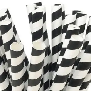 Paper Straws Wide Black 25 Pieces