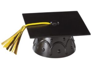 Black Grad Cap with Gold Tassels 3 Inches