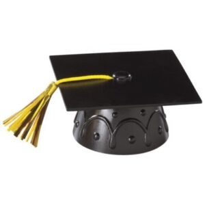 Black Grad Cap with Gold Tassels 3 Inches