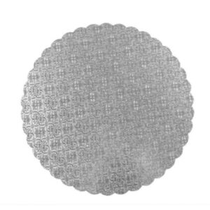 8 inch Round Silver Scalloped Board