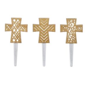 Gold Cross Assortment Cupcake Picks 12 count