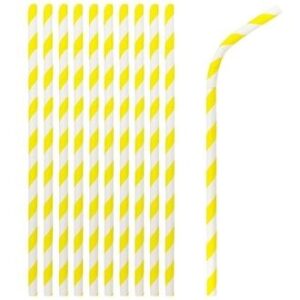 Yellow Striped Paper Straws 25 count