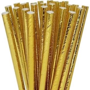 Metallic Gold Paper Straws 25 Count
