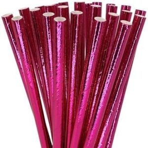 Metallic Fuchsia Paper Straws 25 count