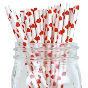 Hearts Pattern Paper Straws 25 Count