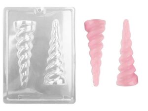 3D Large Unicorn Horn Chocolate Mold 2 Cavity