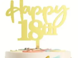 Cake Topper “Happy 18th” Gold Acrylic