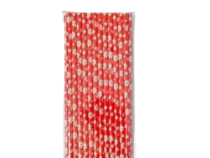 Red Paper Straw W/Snowflakes 25 Count